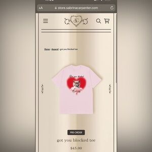 Official Sabrina Carpenter 2024 Concert Tee “Got You Blocked Tee” Small